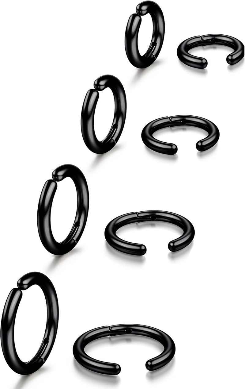 Yadoca 8 Pieces Clip On Earrings For Men Women Non-Piercing Fake Earrings Stainless Steel Clip On Hoop Earring Cool Earrings Ear Clips Set for Gifts - Image 1